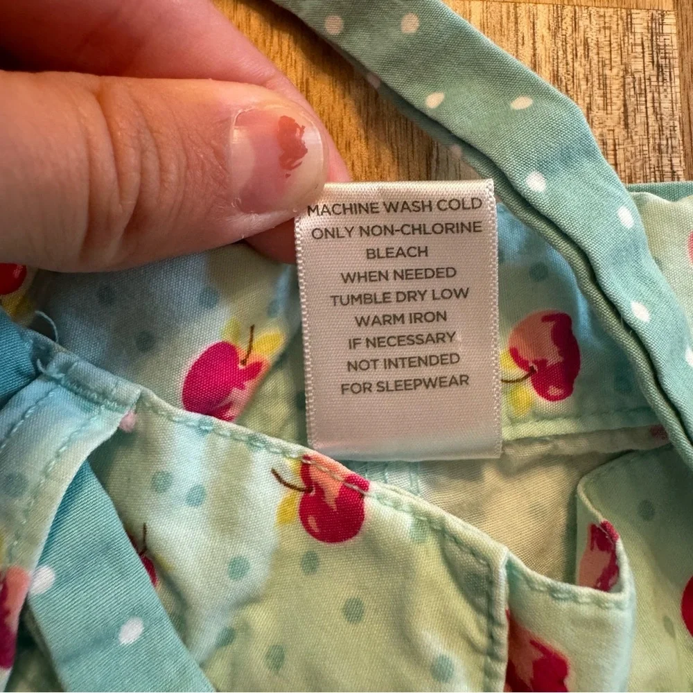 Gymboree Girls Light Blue Apple Polka Dot Cotton Shorts Size 7‎ Adjustable Waist